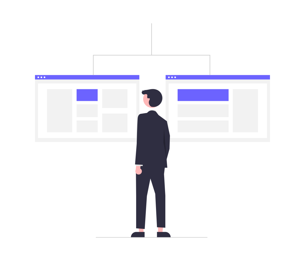 business man testing app features illustration no code app builder app creator thunkable