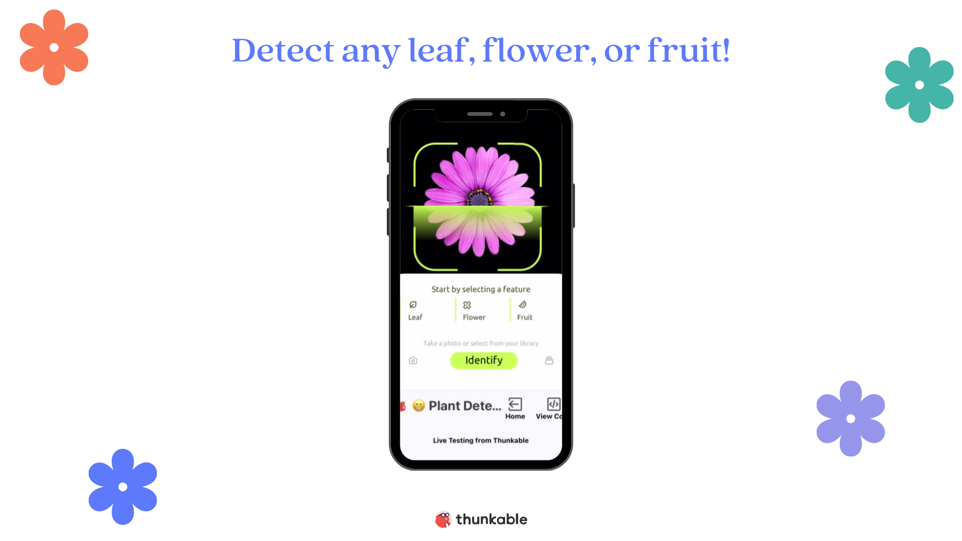 plant image recognition no code app thunkable app template