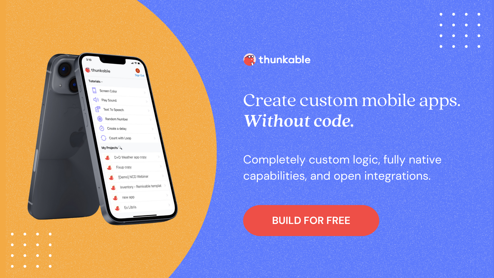 Get started building with Thunkable
